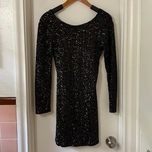 Lucca Couture Size Medium Long Sleeve Black Sequin Dress